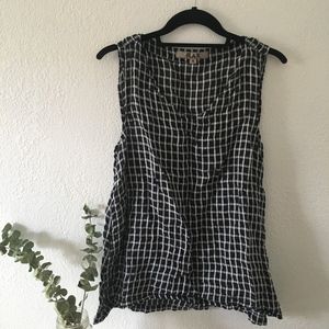 Flax | black and white checked print tank top